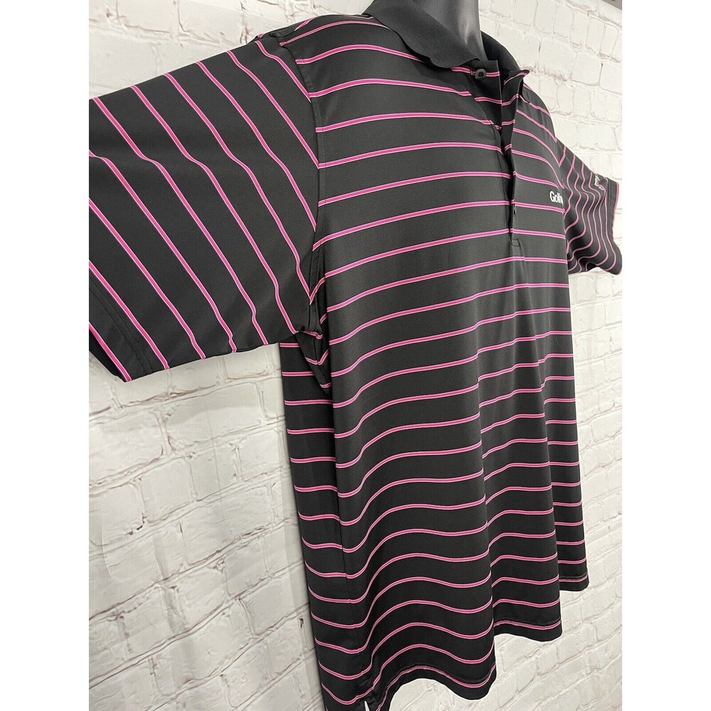 Fairway & Greene "Golfweek" Polo Shirt Men's Black w/Purple Stripes Size XL - Picture 2 of 11